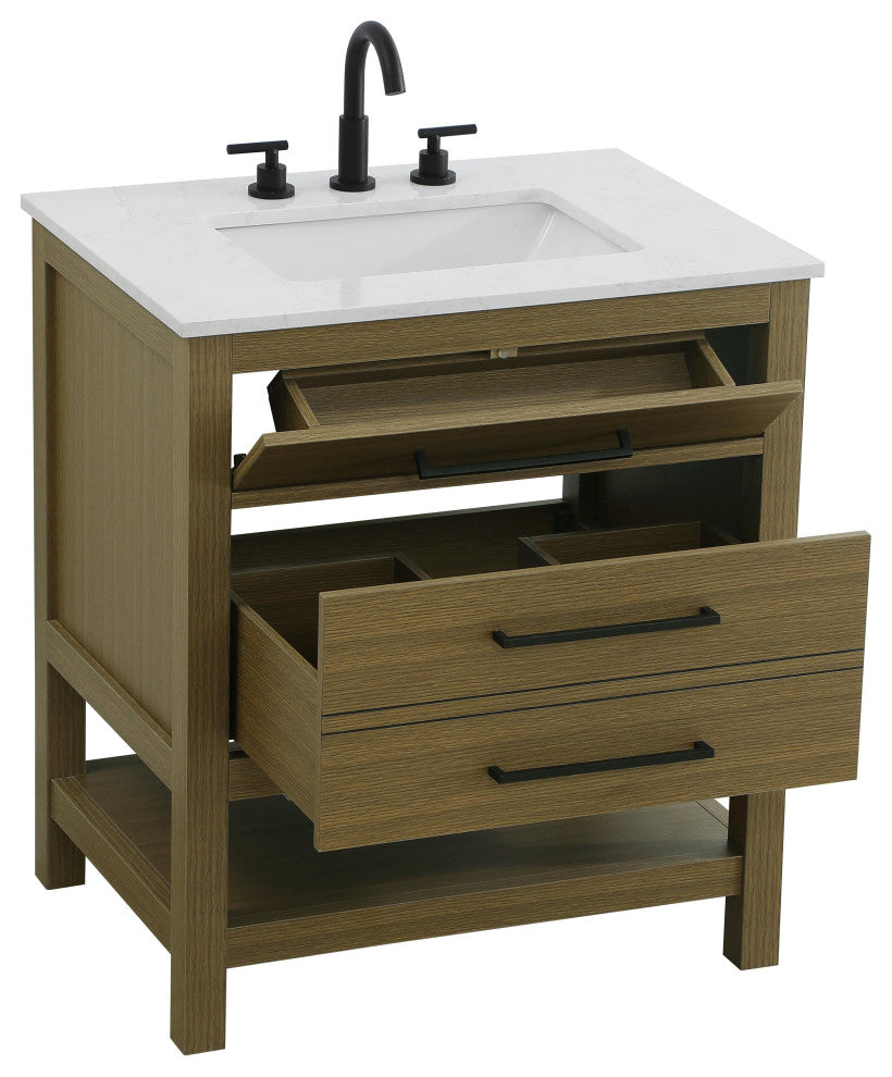 Home Living 30" Single Bathroom Vanity, Chestnut Brown