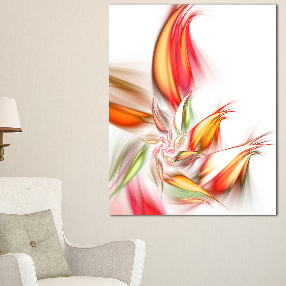 "Orange Pink Fractal Floral Shapes" Floral Wall Art Canvas, 20"x40"