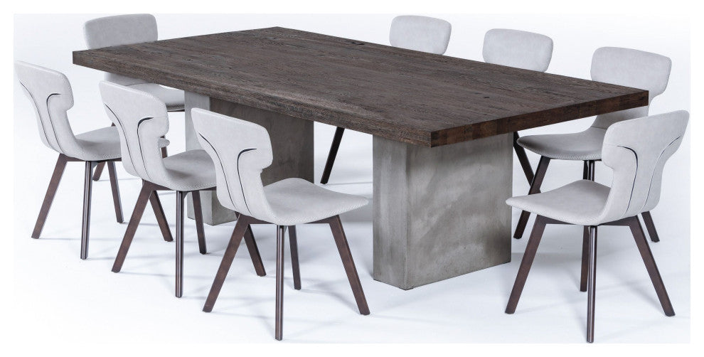 Modrest Renzo Modern Oak and Concrete Dining Table 94"