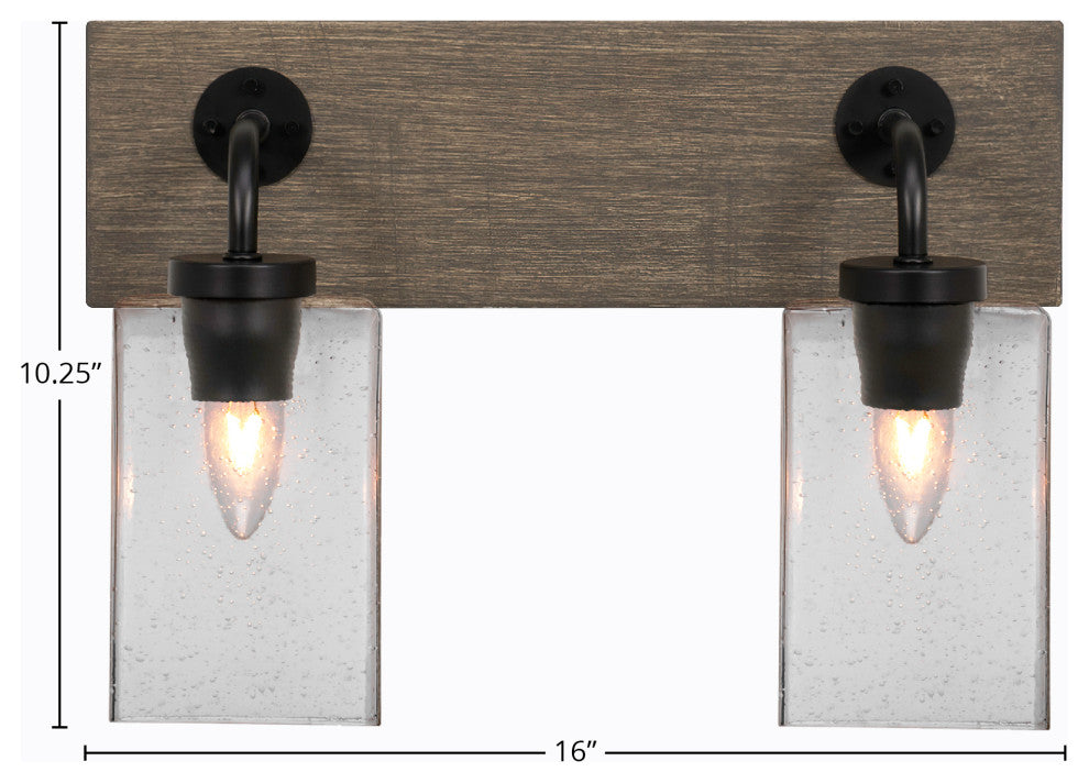 Oxbridge, Bath Bar, Matte Black & Painted Distressed Metal, 4" Clear Bubble