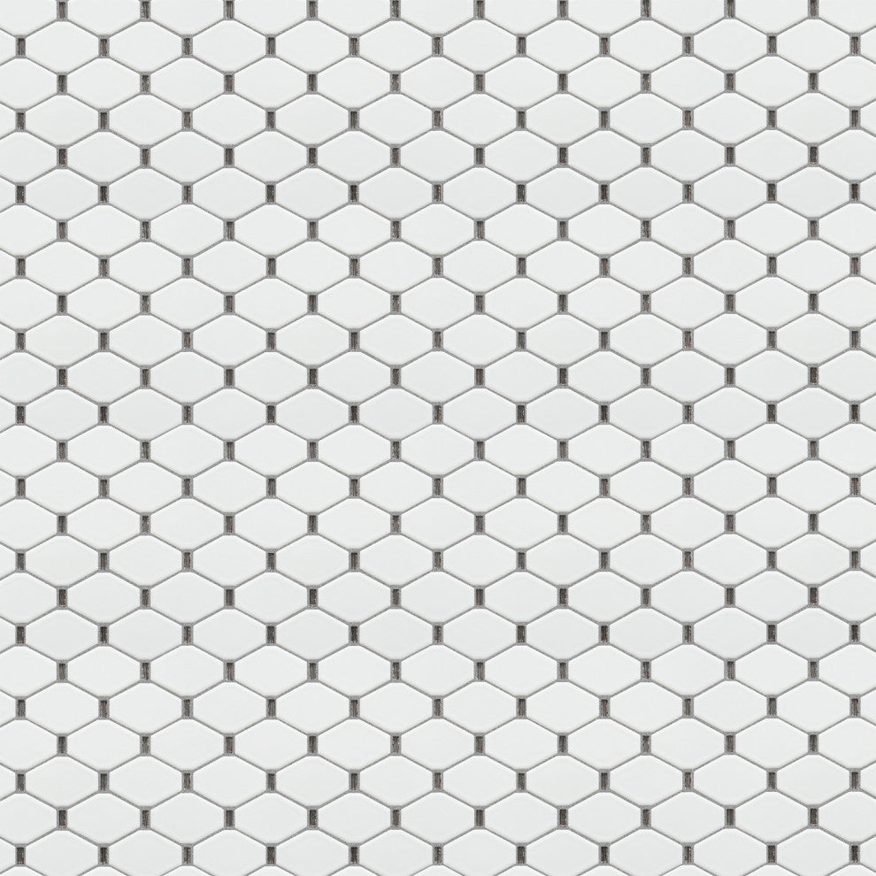 Badajoz 11.5x10.94, Honeycomb Glass Mosaic Tile, White/Brown, Box of 11