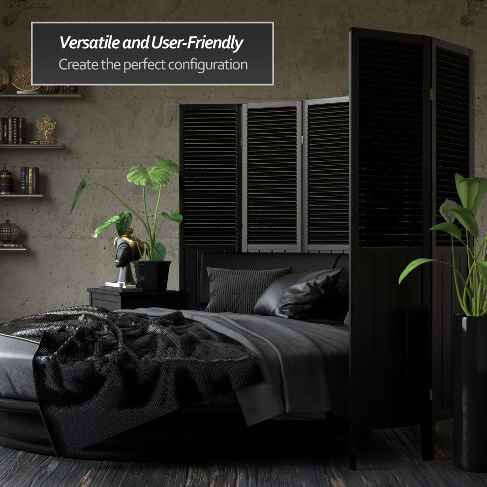 6' Tall Beadboard Divider, Black, 5 Panels