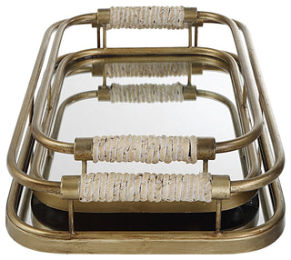 Uttermost Rosea Brushed Gold Trays, Set of 2