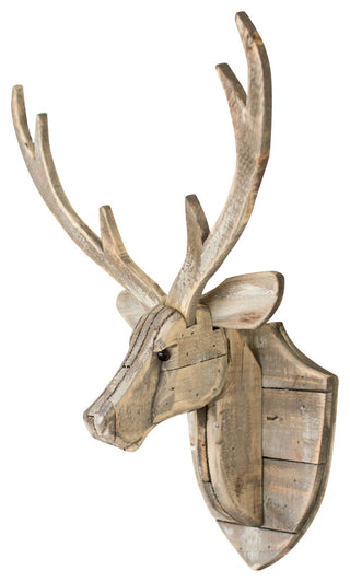 RECYCLED WOODEN DEER HEAD WALL HANGING