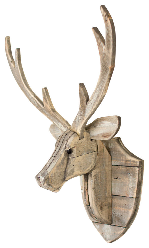 RECYCLED WOODEN DEER HEAD WALL HANGING