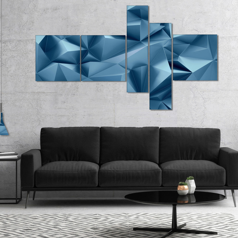 3D Abstract Geometric Background, Abstract Canvas Wall Art, 60"x32", 5 panels
