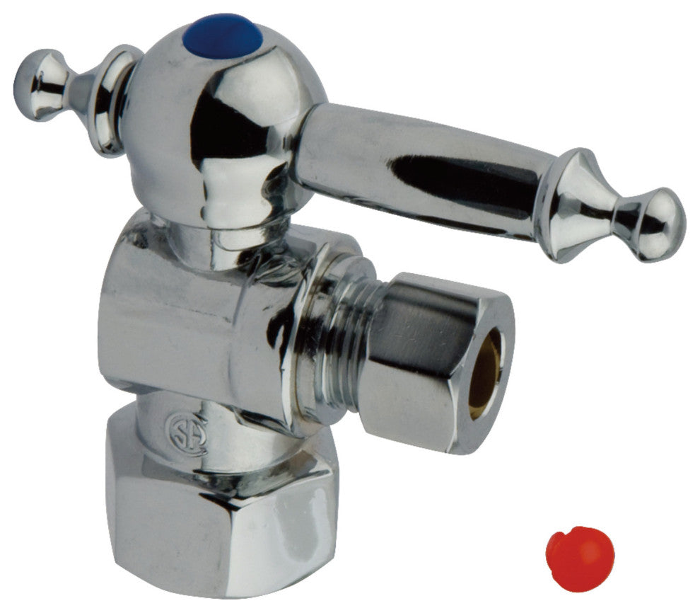 Kingston 1/2" IPS X 3/8" OD Angle Stop Lever Handle, Polished Chrome