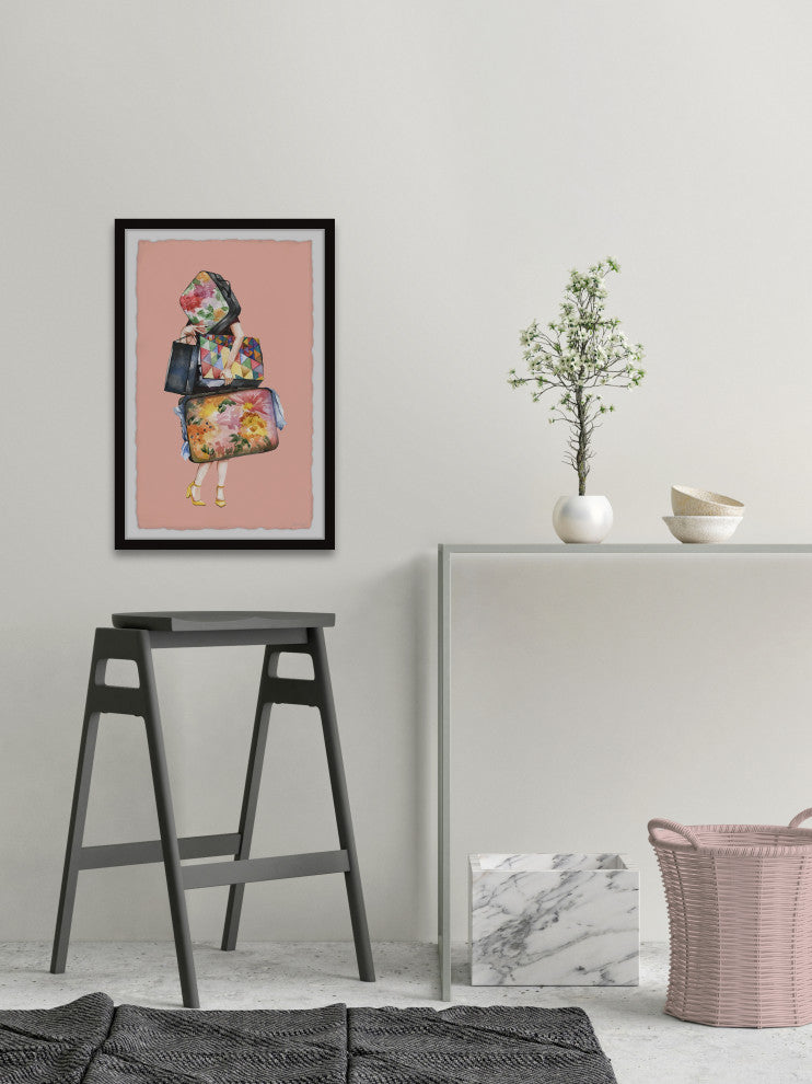 "Hand Carried Luggage" Framed Painting Print, 8x12