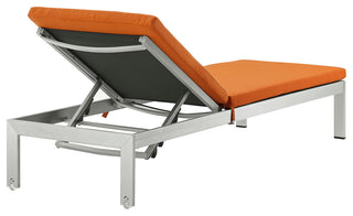 Shore Outdoor Patio Aluminum Chaise with Cushions EEI-2660-SLV-ORA