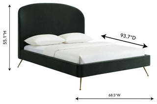 TOV Furniture Vivi Forest Green Velvet Bed in Queen