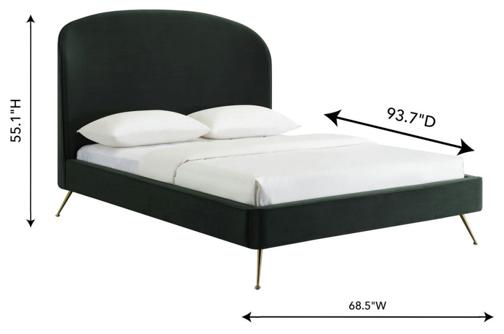 TOV Furniture Vivi Forest Green Velvet Bed in Queen