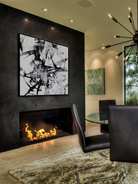"Monotype Scribble II" Floater Framed Painting Print on Canvas, 32"x32"