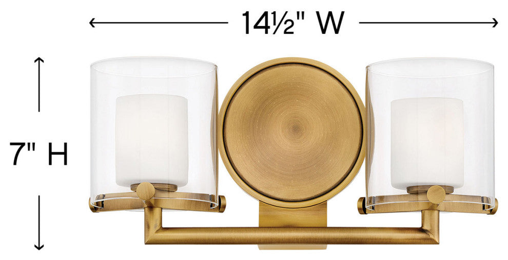 Hinkley Rixon Small Two Light Vanity, Heritage Brass
