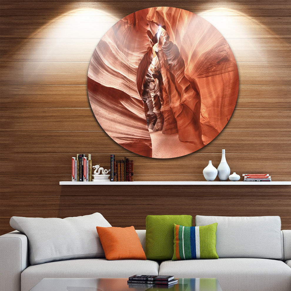 Antelope Canyon High Structures, Landscape Round Metal Wall Art, 11"
