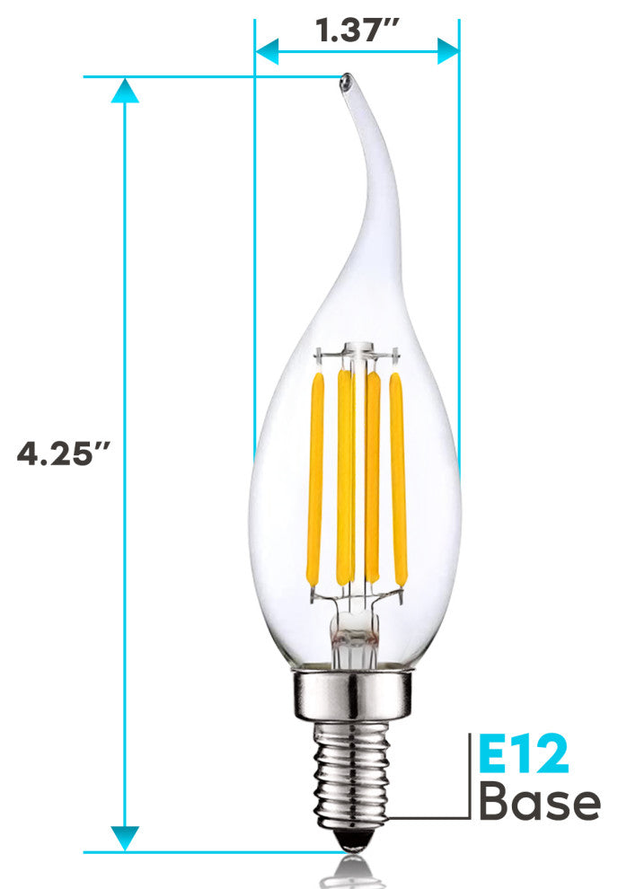 Luxrite 100W Candelabra LED Light Bulbs CA11 3000K 800LM E12 12-Pack