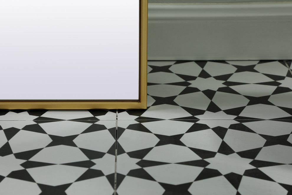 Metal Frame Arch Full Length Mirror 35X72 Inch, Brass