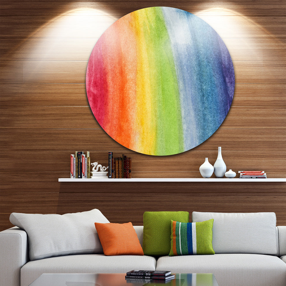 Flowing Rainbow Colors, Abstract Round Wall Art, 38"