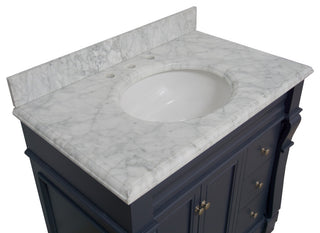 Westminster Bath Vanity, Base: Marine Gray, 36", Top: Carrara Marble