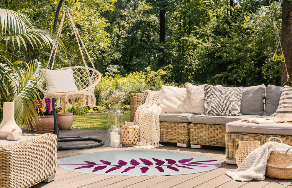 5' Round Frond 2 Spring Chenille Indoor/Outdoor Rug