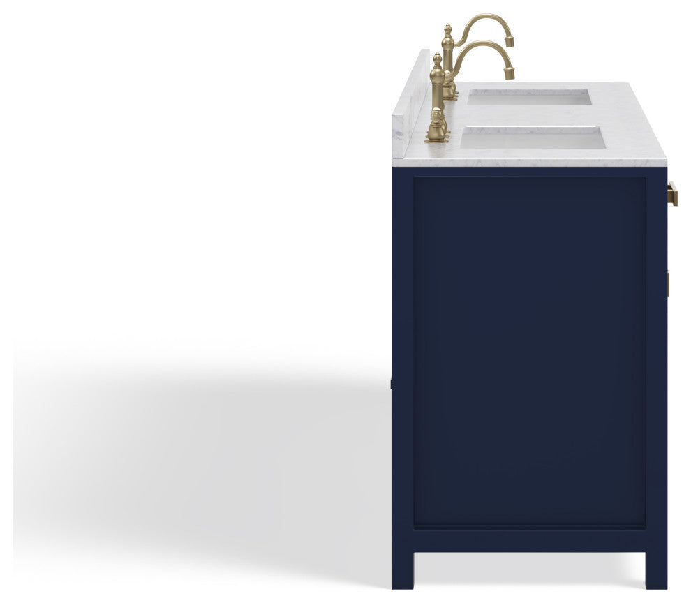 The Savoy Bathroom Vanity, Monarch Blue, 72", Double, Without Mirror, Freestanding