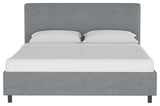 Browder Upholstered Platform Bed, Velvet Steel Gray, Full