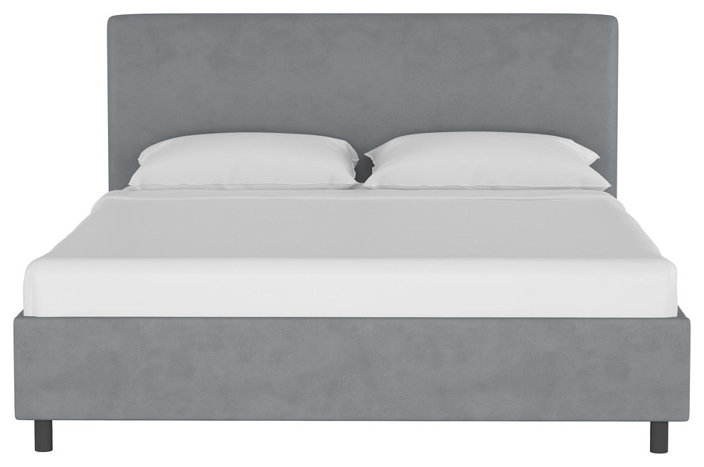 Browder Upholstered Platform Bed, Velvet Steel Gray, Full