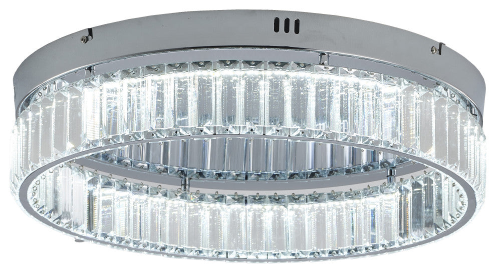 1-Light Chrome Dimmable LED Flush Mount With Clear Crystals