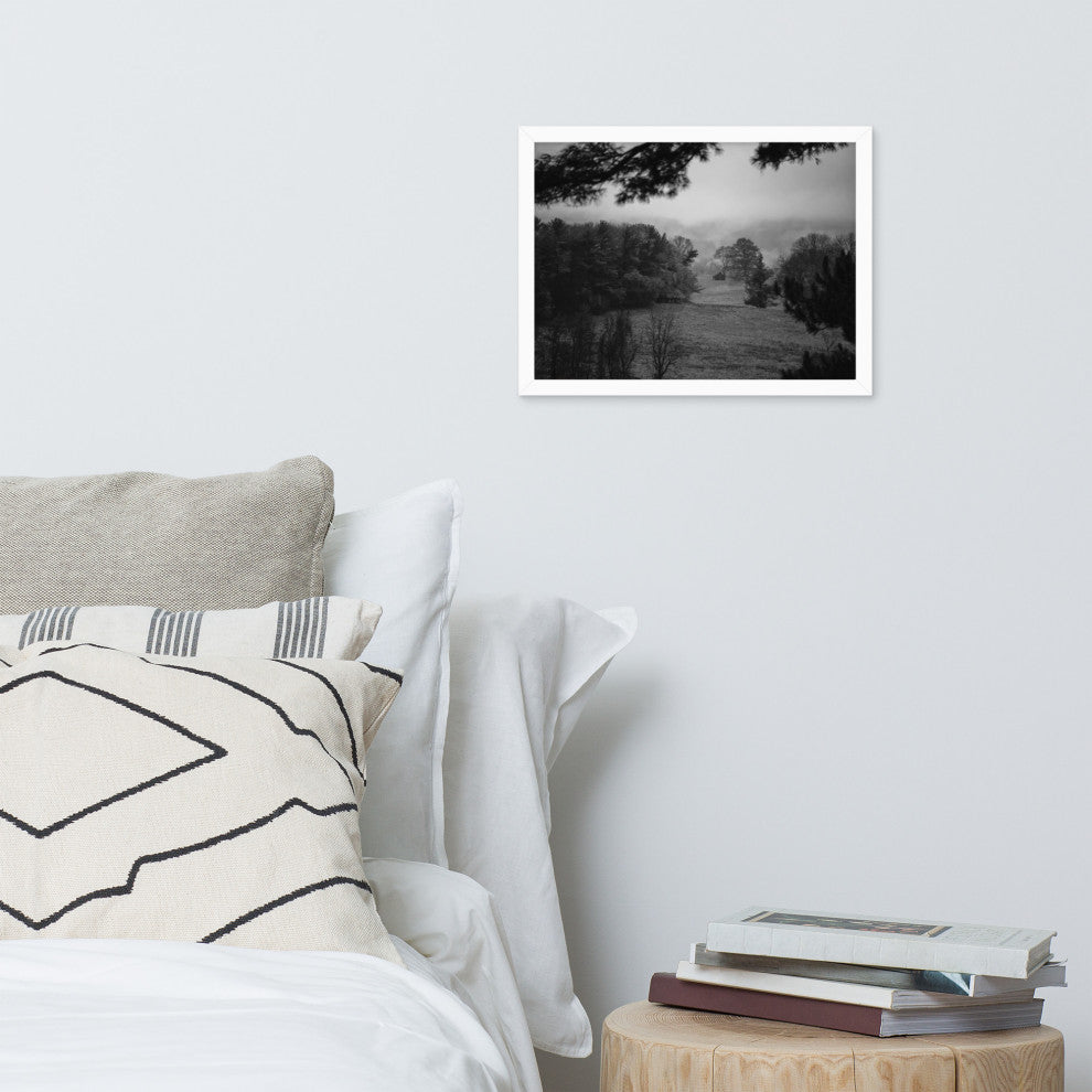 Mist of Valley Forge in Black and White Framed Photo Paper Wall Art Prints, White, 12" X 16"