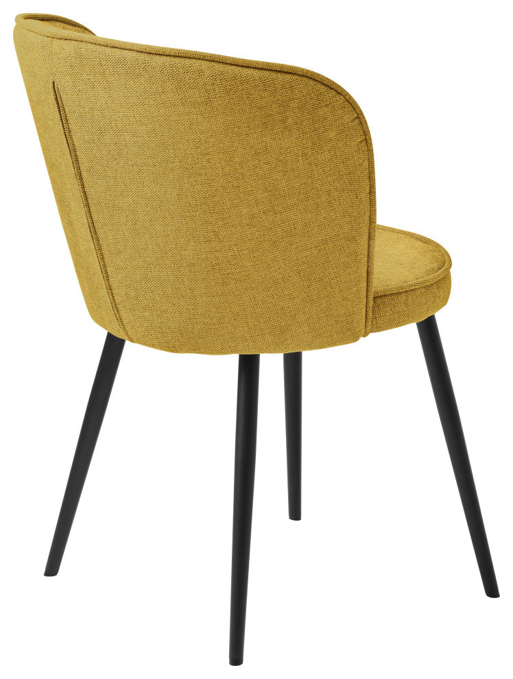 Upholstered Scoop Back Dining Chair, Set of 2, Mustard
