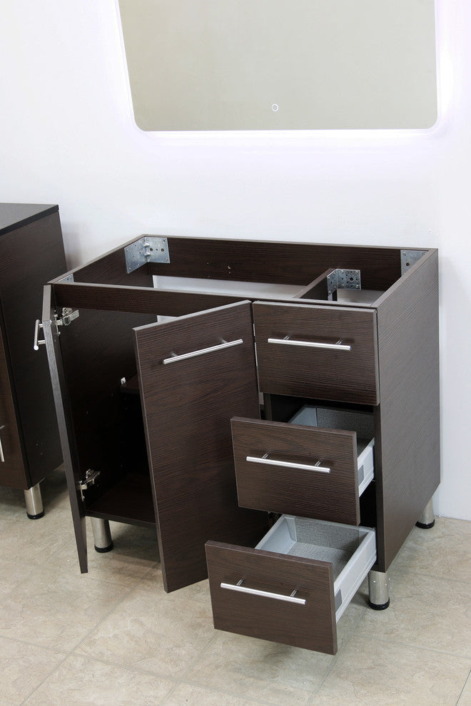 Windbay 36" Free Standing Vanity, Brown, White Integrated Sink and Countertop