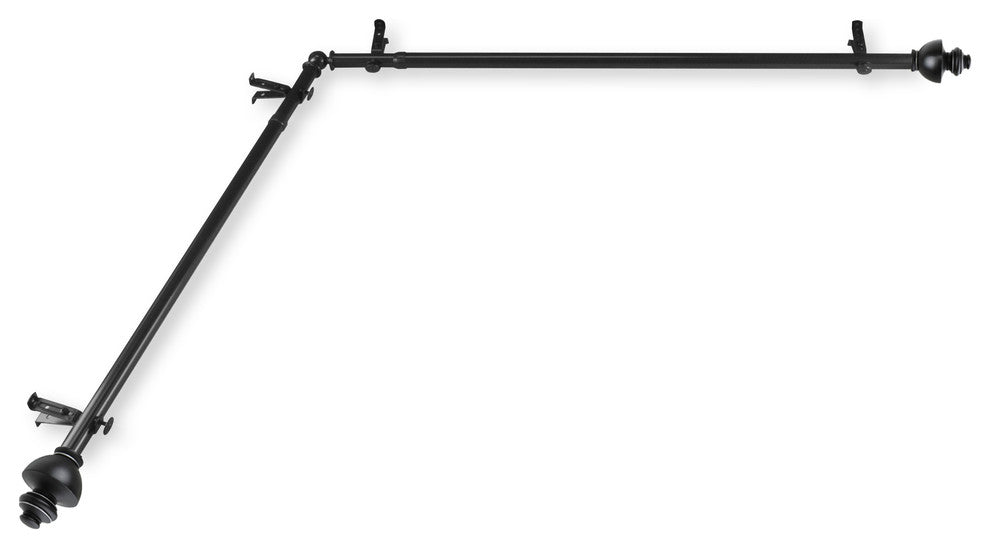 Madalena 13/16 inch Corner Window Curtain Rod, Black, 28-48"