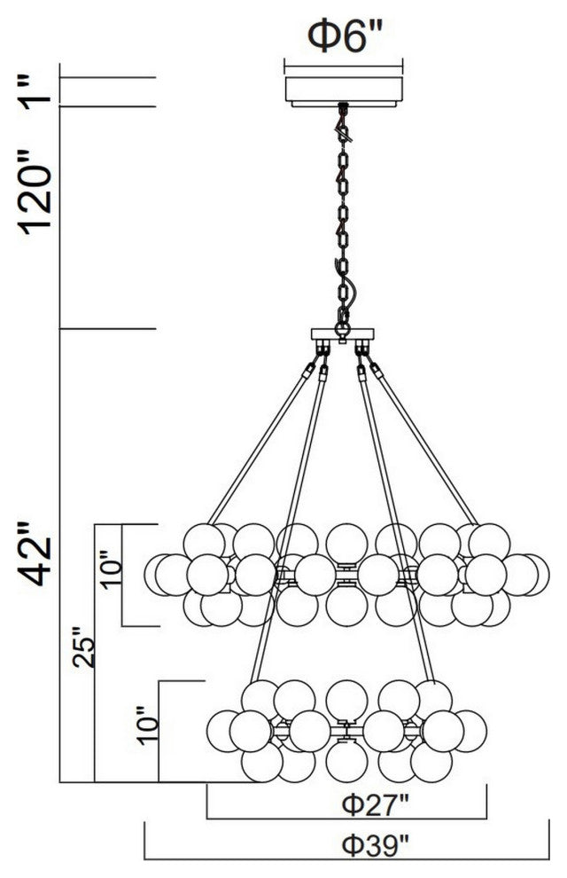 Arya 70 Light Chandelier With Satin Gold Finish
