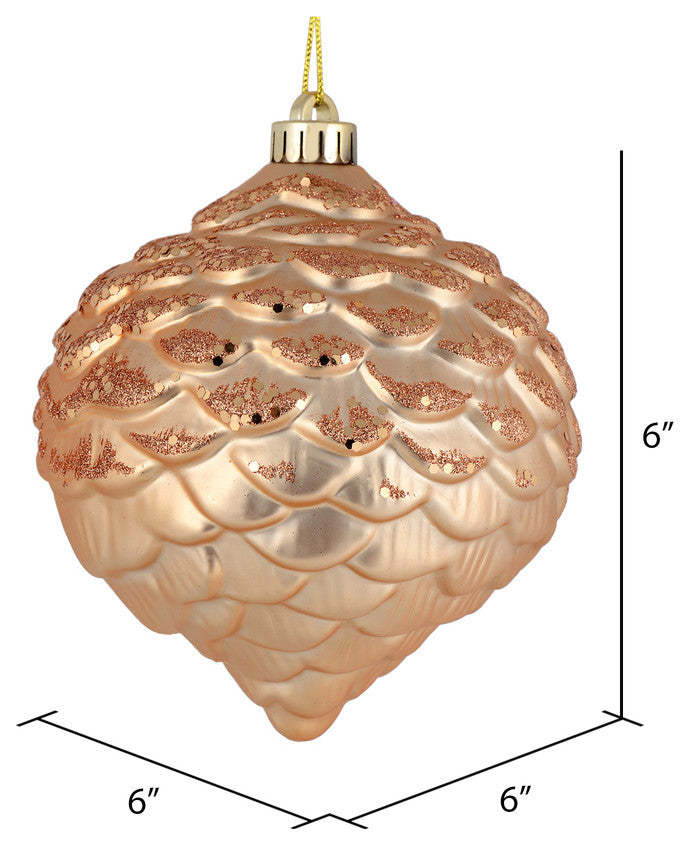 Vickerman N183880D 6" Cafe Latte Glitter Pinecone Christmas Ornament