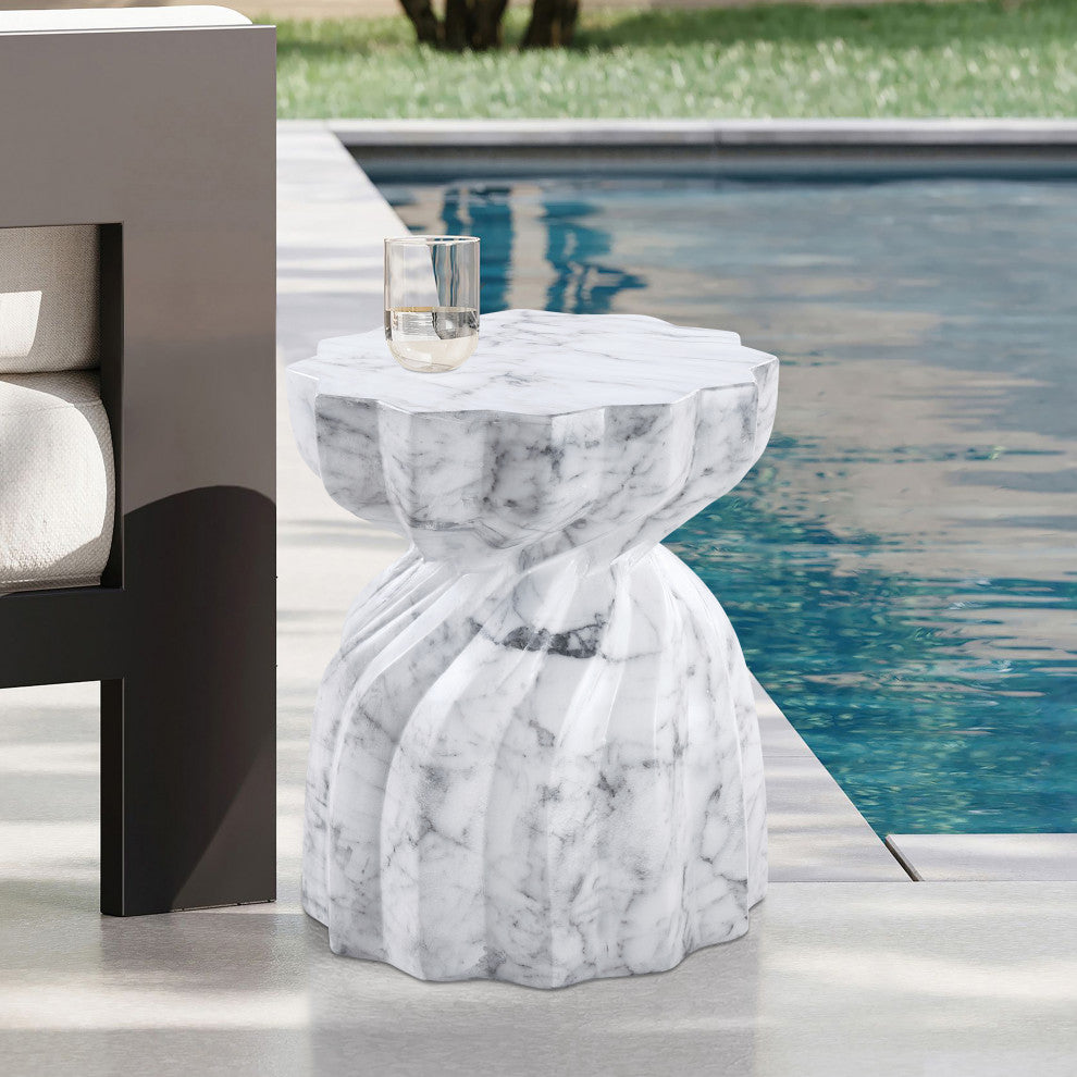 Caserta Finished Concrete Indoor/Outdoor End / Side Table, White
