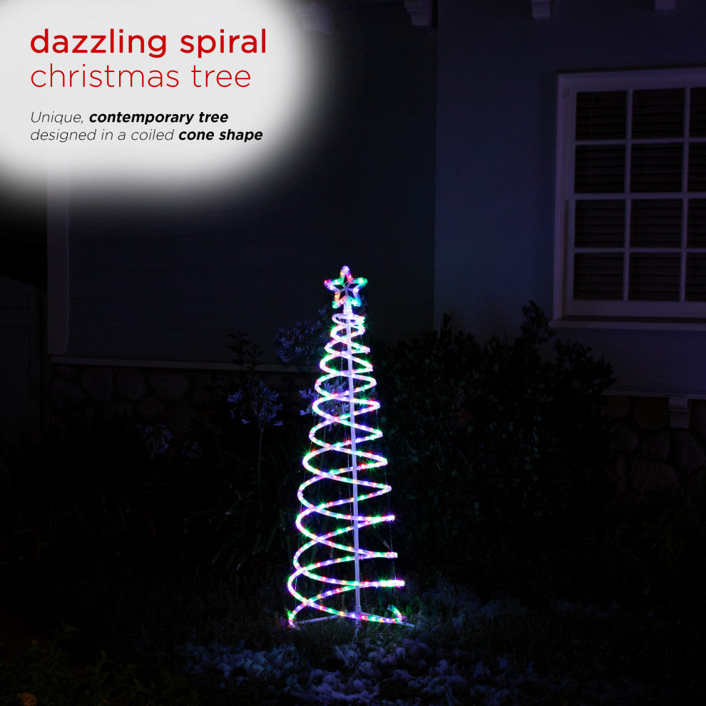 Spiral 5 Foot Christmas Tree with Multicolor LED Lights