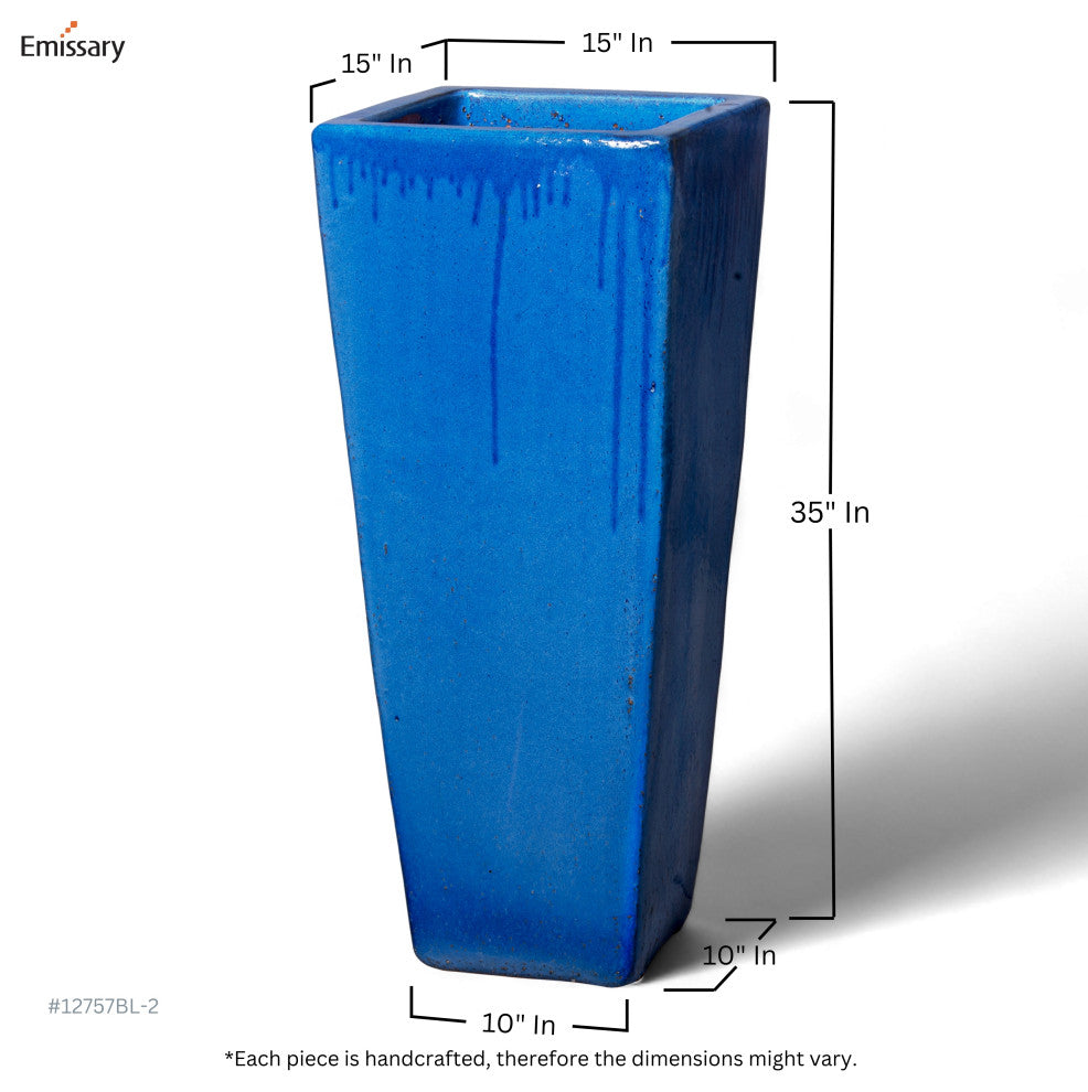 Square Tall Planter, Blue, Large