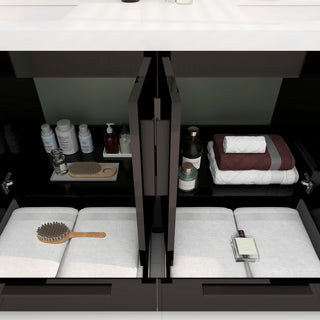 Carla 72" Freestanding Bathroom Vanity With Double Sink, Gloss Black