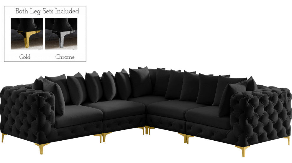 Tremblay Modular Sectional, Black, L-Shaped, 5-Piece: Armless (2), Corner (3)