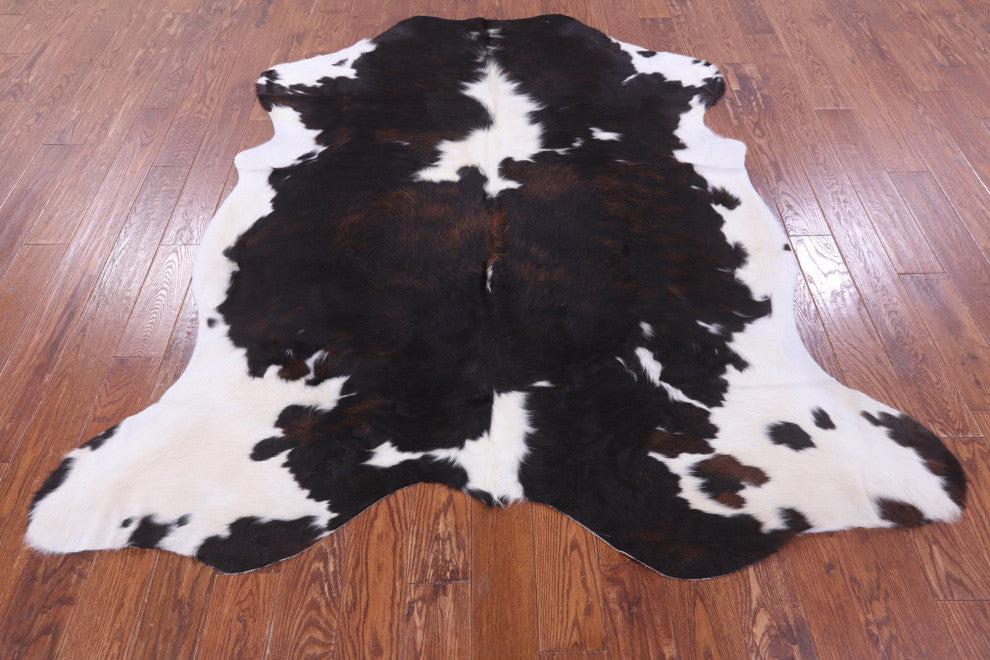 7' 1" X 6' 7" Tricolor Natural Cowhide Rug C2416