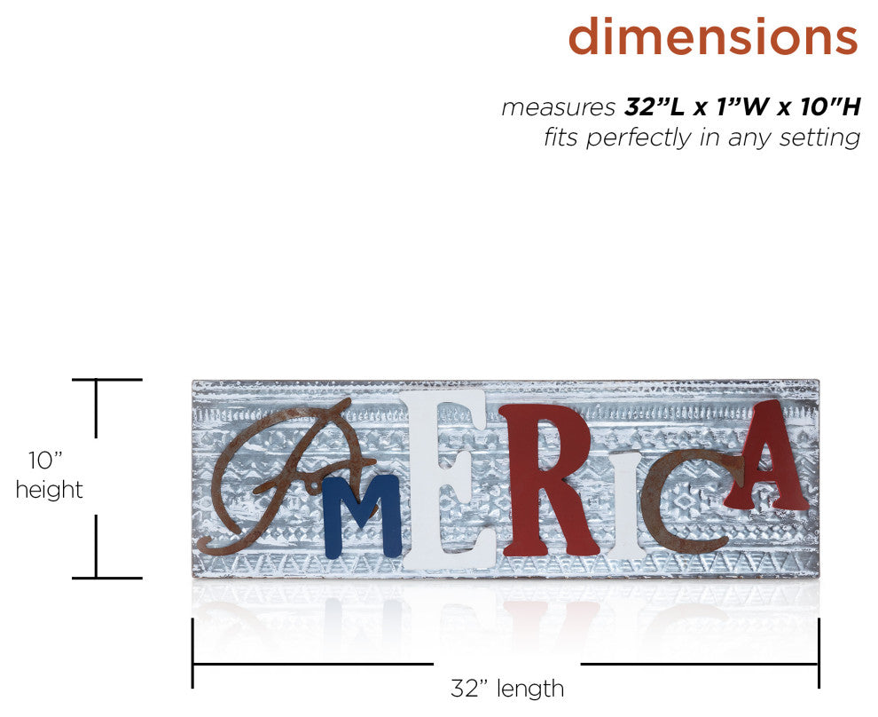 Wood and Metal America Wall Decor