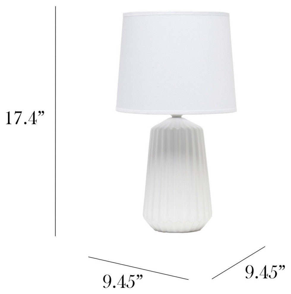 Simple Designs Off White Pleated Base Table Lamp