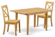 3-Piece Table Set Table And 2 Wood Seat Dining Chairs, Oak Finish