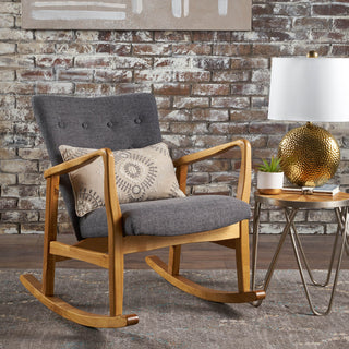 GDF Studio Collin Mid Century Fabric Rocking Chair, Gray