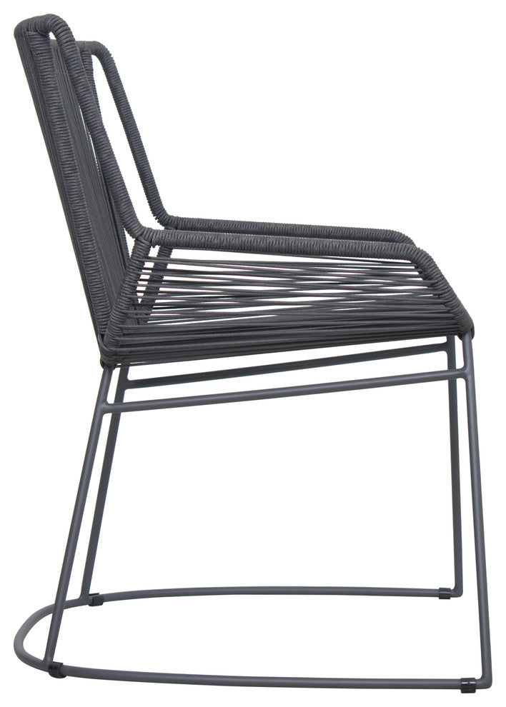 Dane Dining Armchair, Set of 2, Dark Gray Frame, Dark Pebble Weave