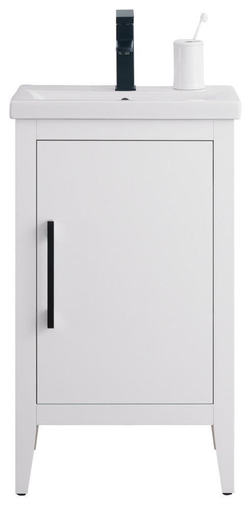 Vanity Art Bathroom Vanity With Sink, White, 20", Single Sink, Matte Black