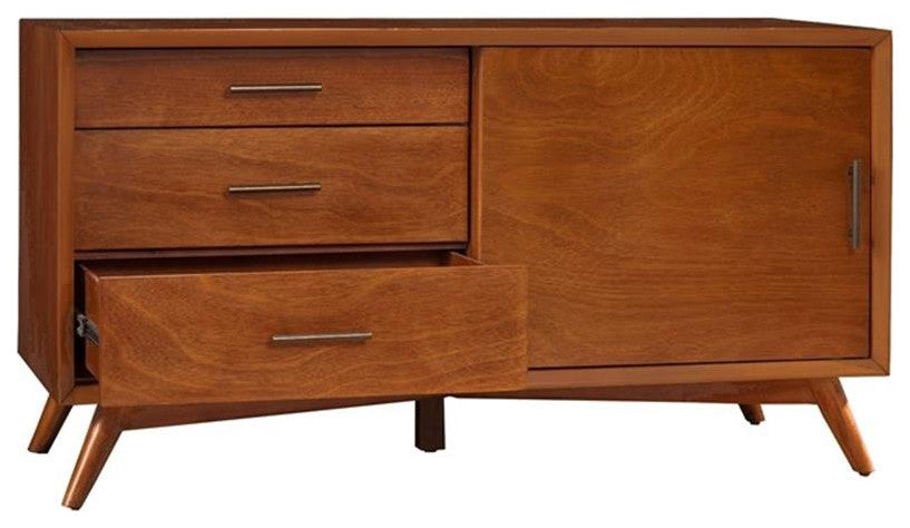 Alpine Furniture Flynn Small Wood TV Console in Acorn Brown