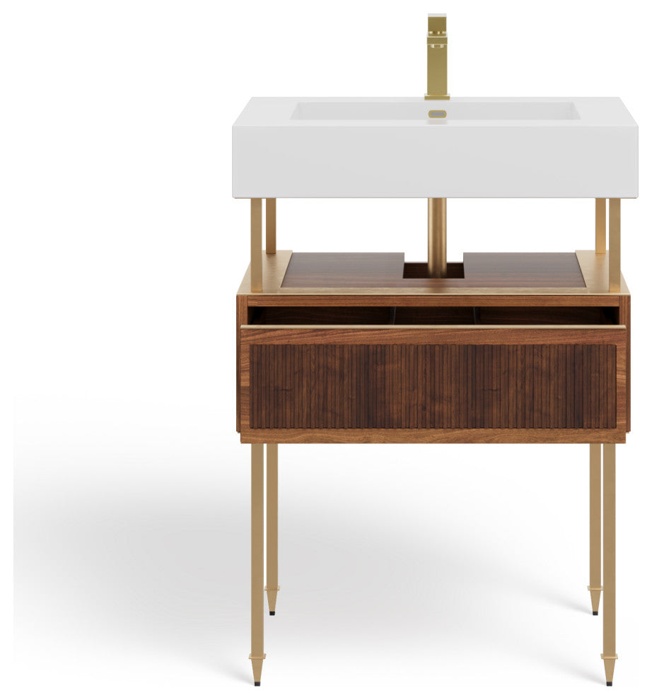 Henley Bathroom Vanity, Brown, 24", Single Sink, Freestanding