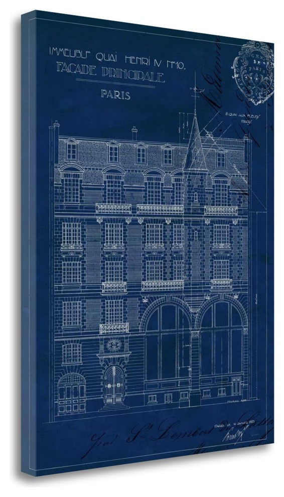 "Quai Henri Blueprint I" By Wild Apple Portfolio, Giclee on Gallery Wrap Canvas