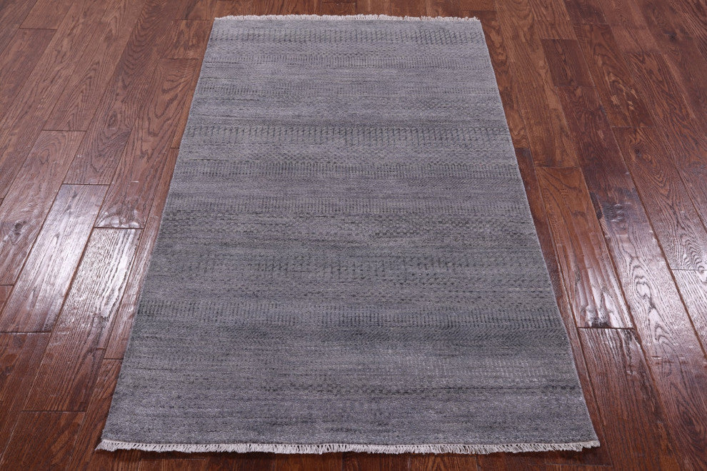 3' 1" X 5' 3" Savannah Grass Hand Knotted Wool and Silk Rug Q11535