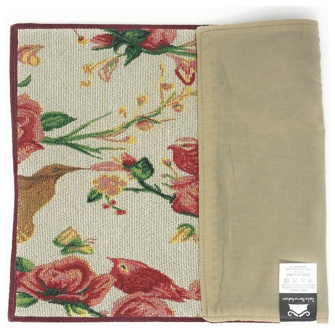 Seasonal Floral Woven Fabric Tapestry Kitchen Table Mats Cloth Placemats, White Floral